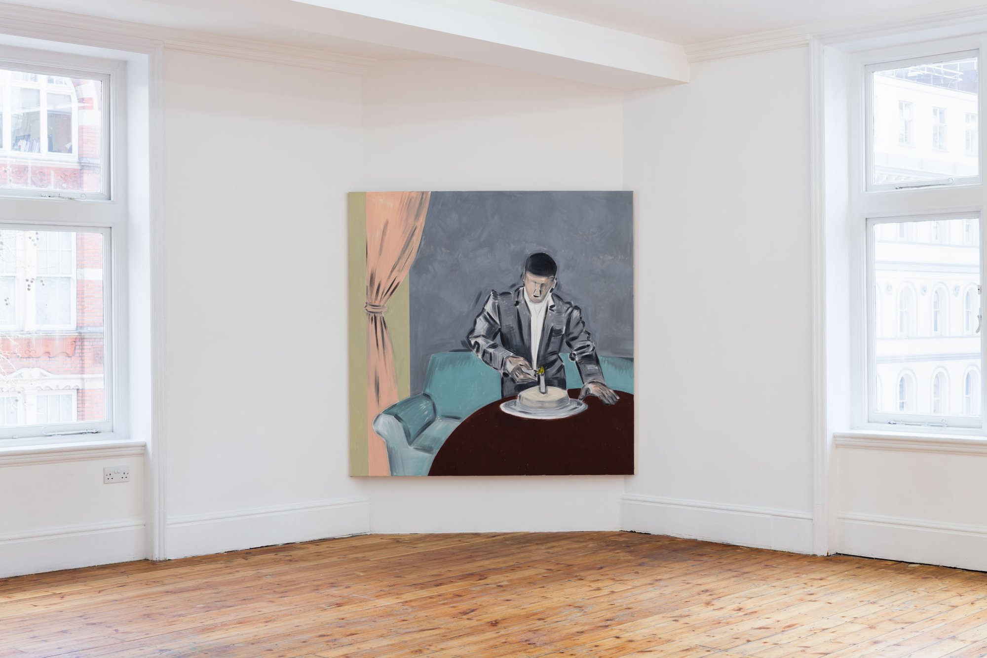 Apostolos Georgiou, Untitled, acrylic on canvas, 170 x 170 cm, 2016. Installation view, The Same Old Fucking Story, Rodeo, London, 2016