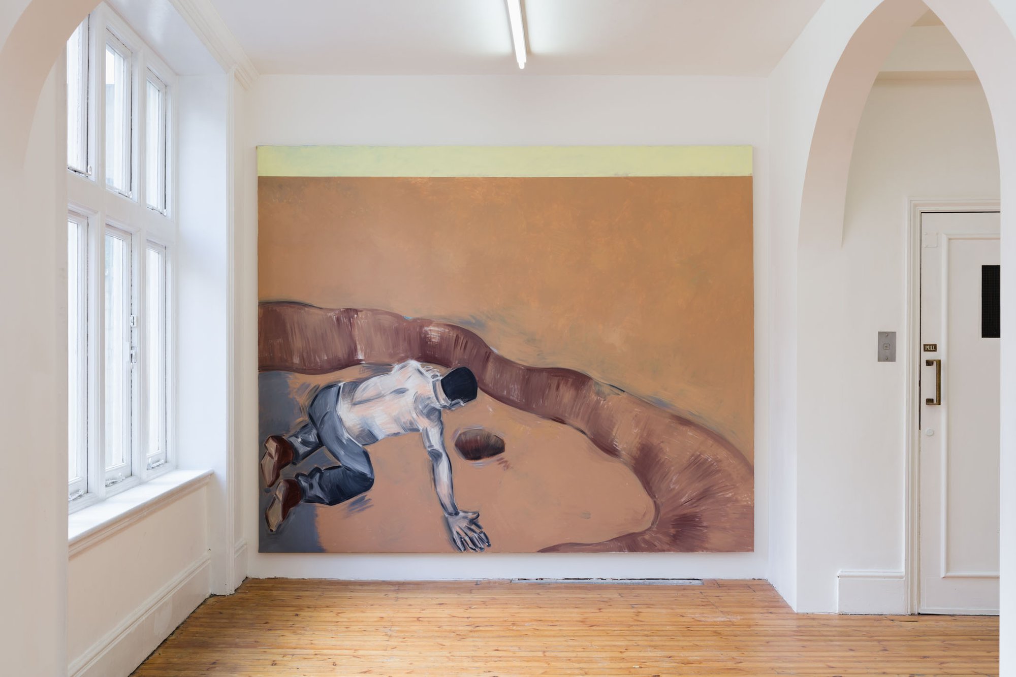 Apostolos Georgiou, Untitled, acrylic on canvas, 230 x 280 cm (90 1/2 x 110 1/4 in), 2016. Installation View, The Same Old Fucking Story, Rodeo, London, 2016