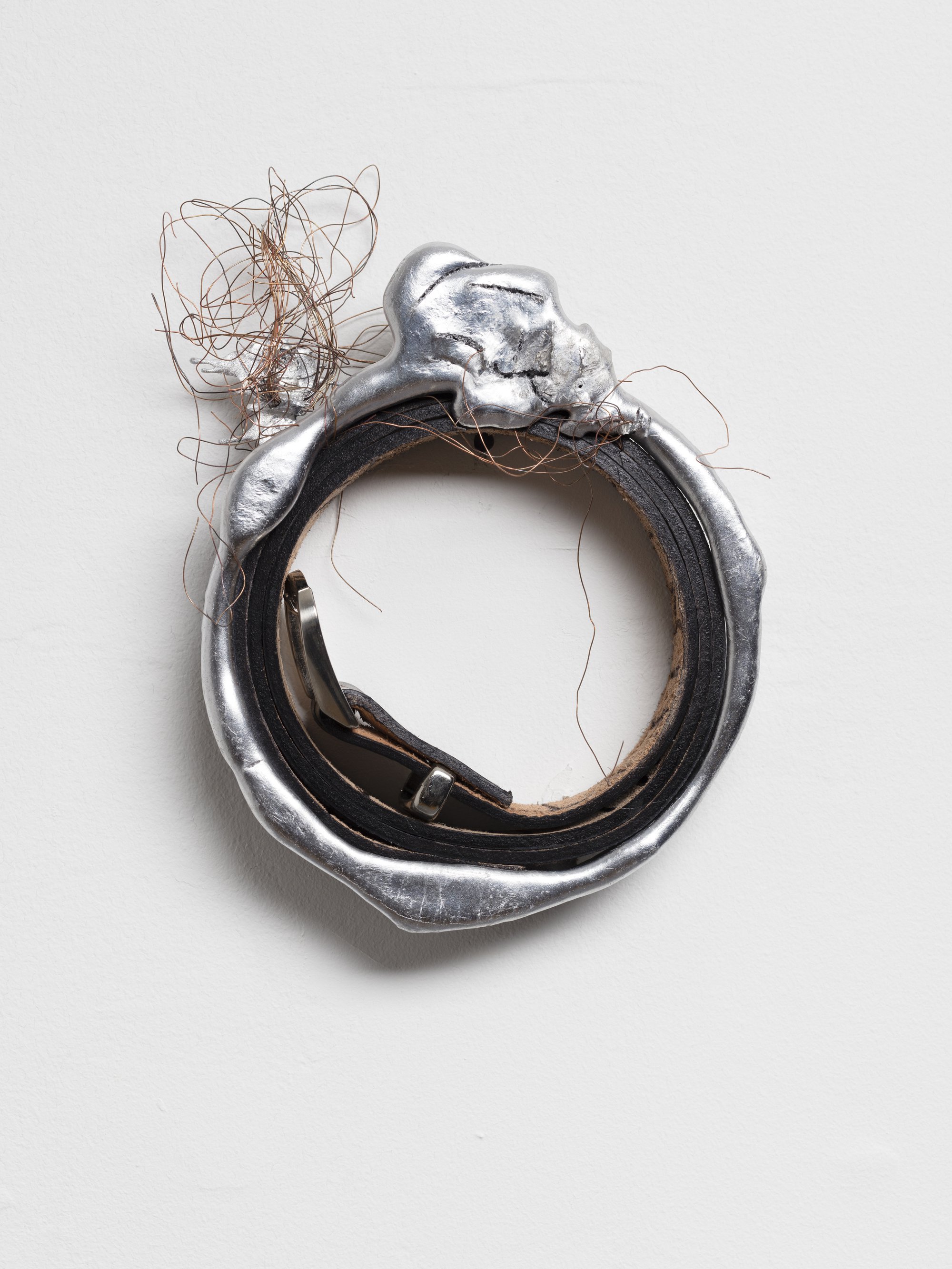 David Douard, Belt, leather belt, aluminium, 16 cm diameter, 2017