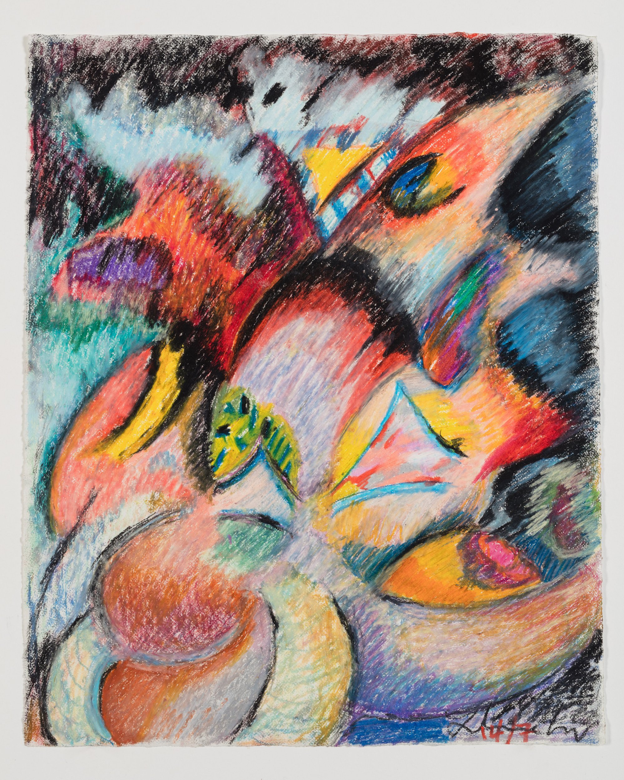 Liliane Lijn, Firelight, oil pastel on paper, 52.5 x 43 cm framed (20 5/8 x 16 7/8 in framed), 1992
