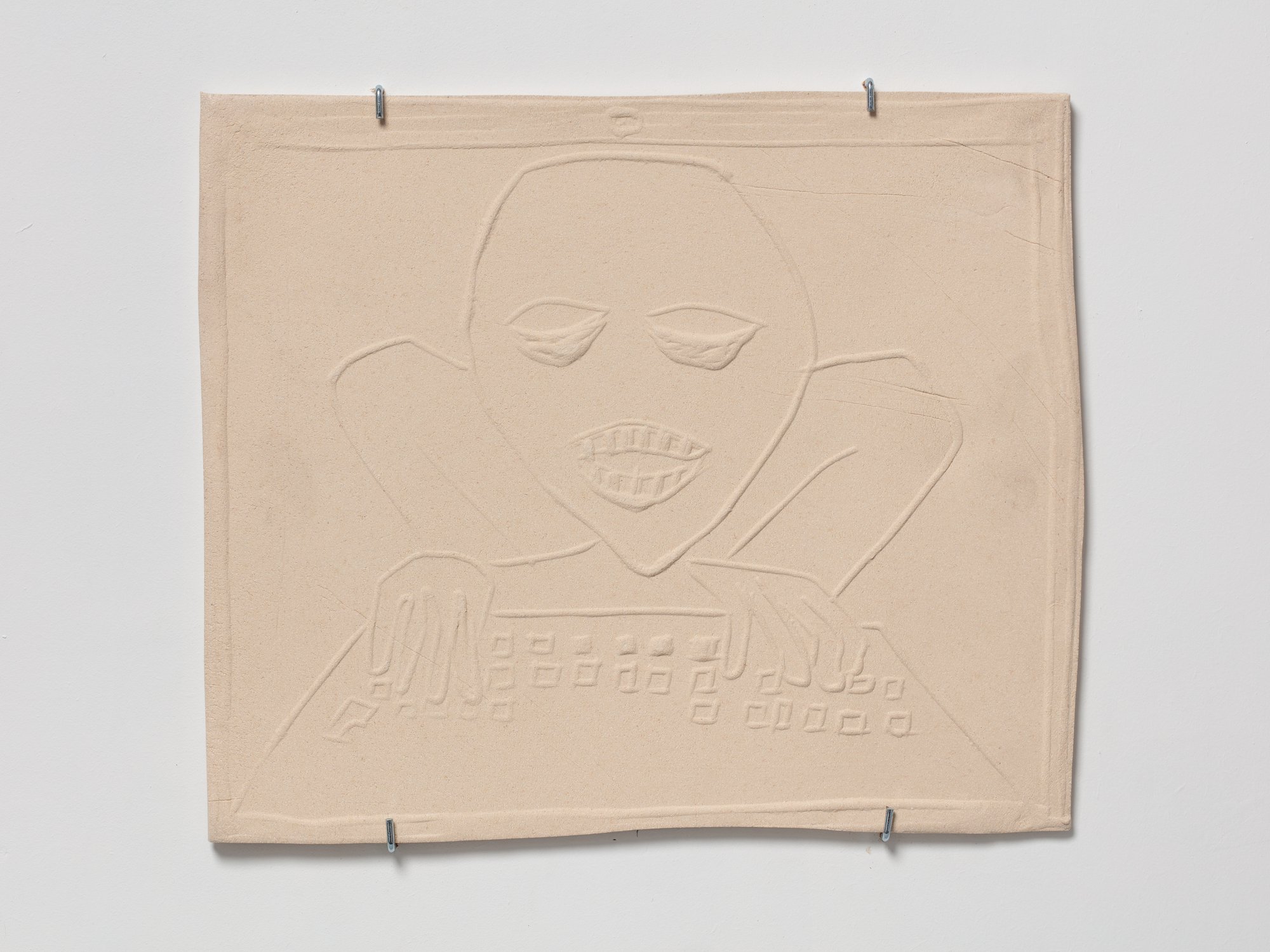 Sidsel Meineche Hansen, Laptop curator, imprint in clay, 47 x 40 cm, 2018