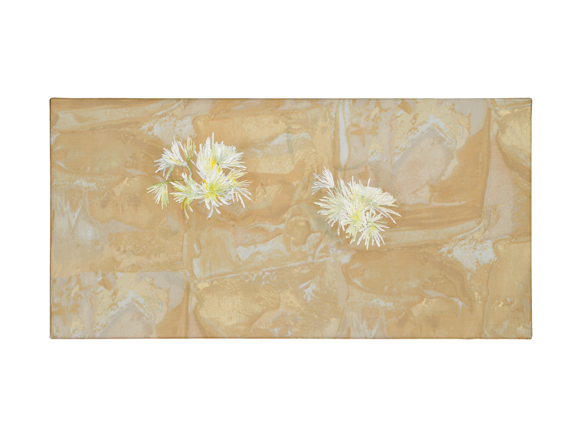 Bernat Klein, Chrysanthemums (spider), oil on screen printed knitted jersey polyester (Diolen), 55.5 x 106 cm (21 7/8 x 41 3/4 in), 1998
