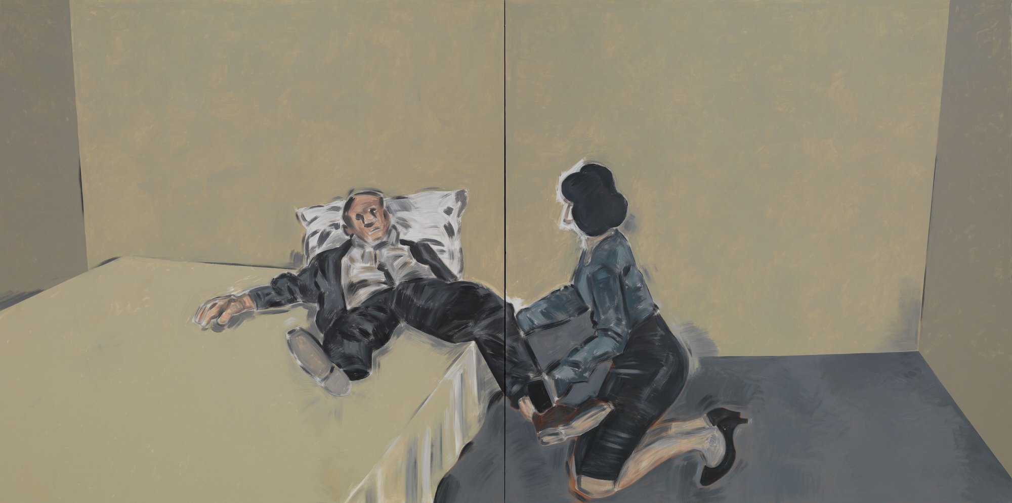 Apostolos Georgiou, Untitled, diptych, acrylic on canvas, 230 x 460 cm (90 1/2 x 181 1/8 in), 2020