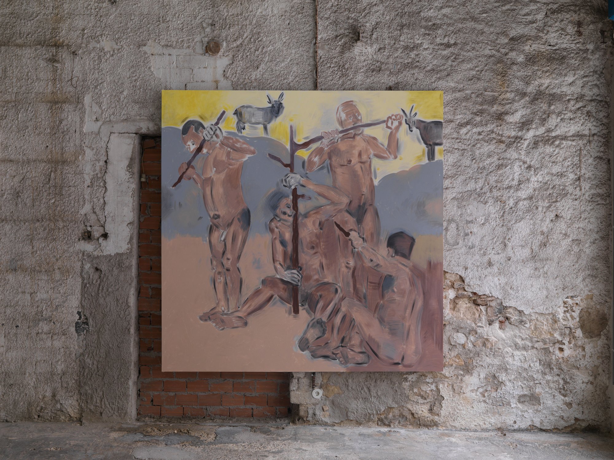 Apostolos Georgiou, Untitled, acrylic on canvas, 230 x 230 cm, 2020. Installation view, Ένας Ένας - One by One, RODEO, Piraeus, 2020