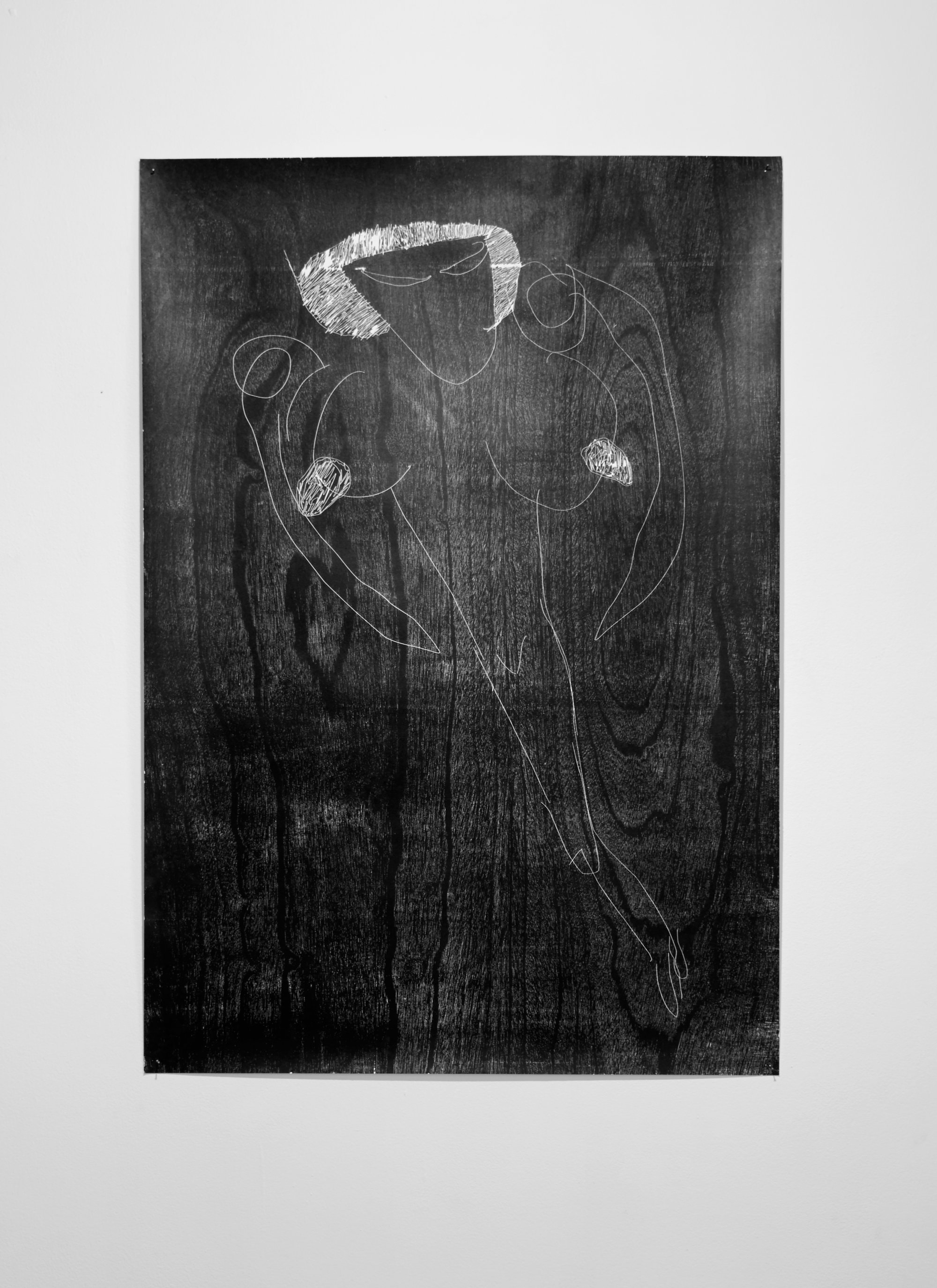 Sidsel Meineche Hansen, Bad feminist anti-hero, laser woodcut on paper, mounted on aluminium under museum glass, 135.3 x 79.8 cm, 2016