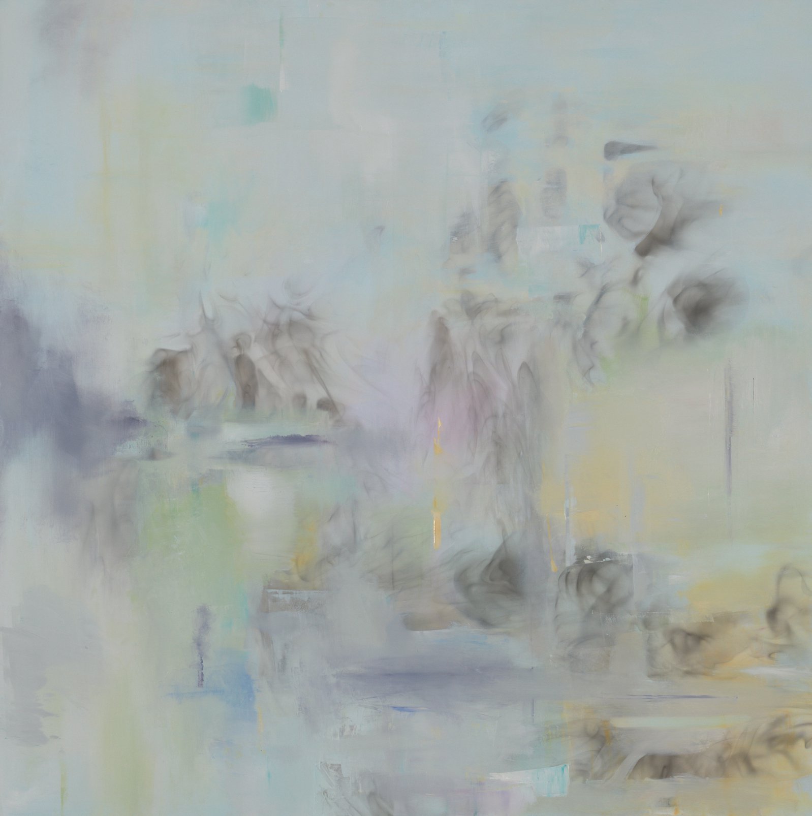 Eftihis Patsourakis, Untitled, oil, acrylic and smoke on canvas, 118 x 118 x 4 cm (46 1/2 x 46 1/2 x 1 5/8 in), 2022