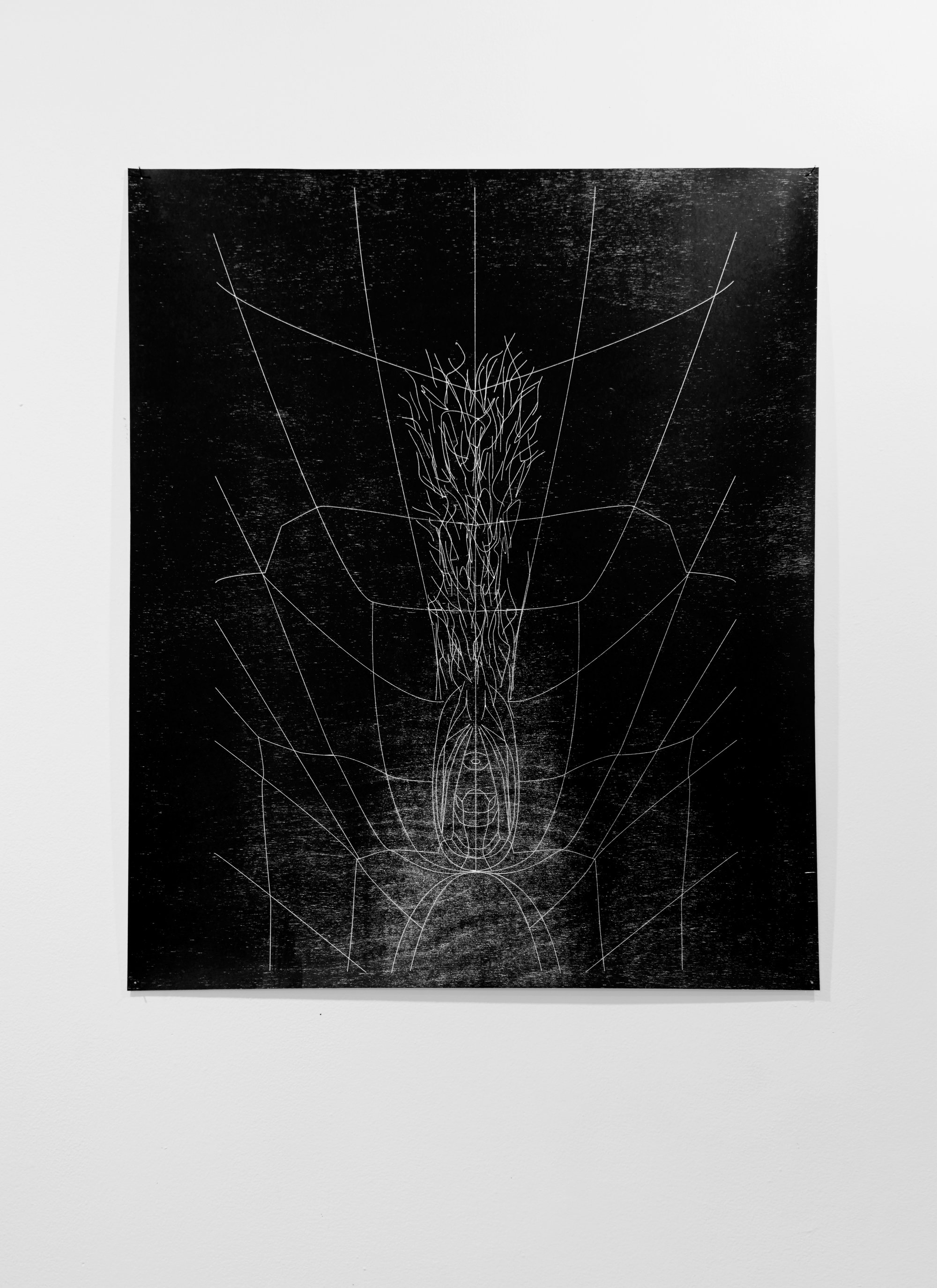 Sidsel Meineche Hansen, HIS CORPORATE CUNT ART, credit Nikola Dechev (Series 1-3, #2), laser woodcut on paper, mounted on aluminium under museum glass, 101.9 x 84.7 cm, 2016