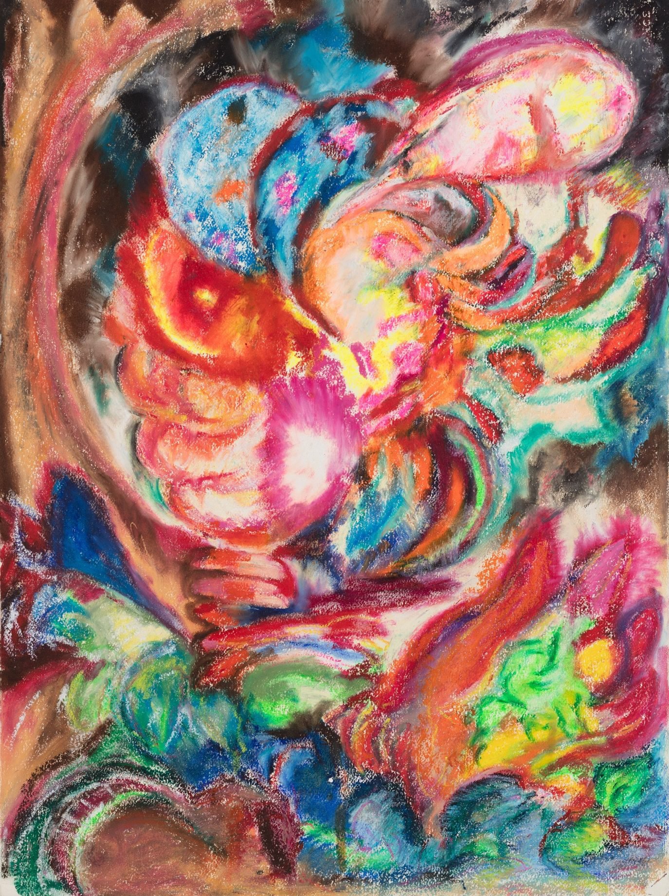 Liliane Lijn, Her Monstrous Head, oil pastel on paper, 76 x 56.4 cm (29 7/8 x 22 1/4 in), 1989 – 1994