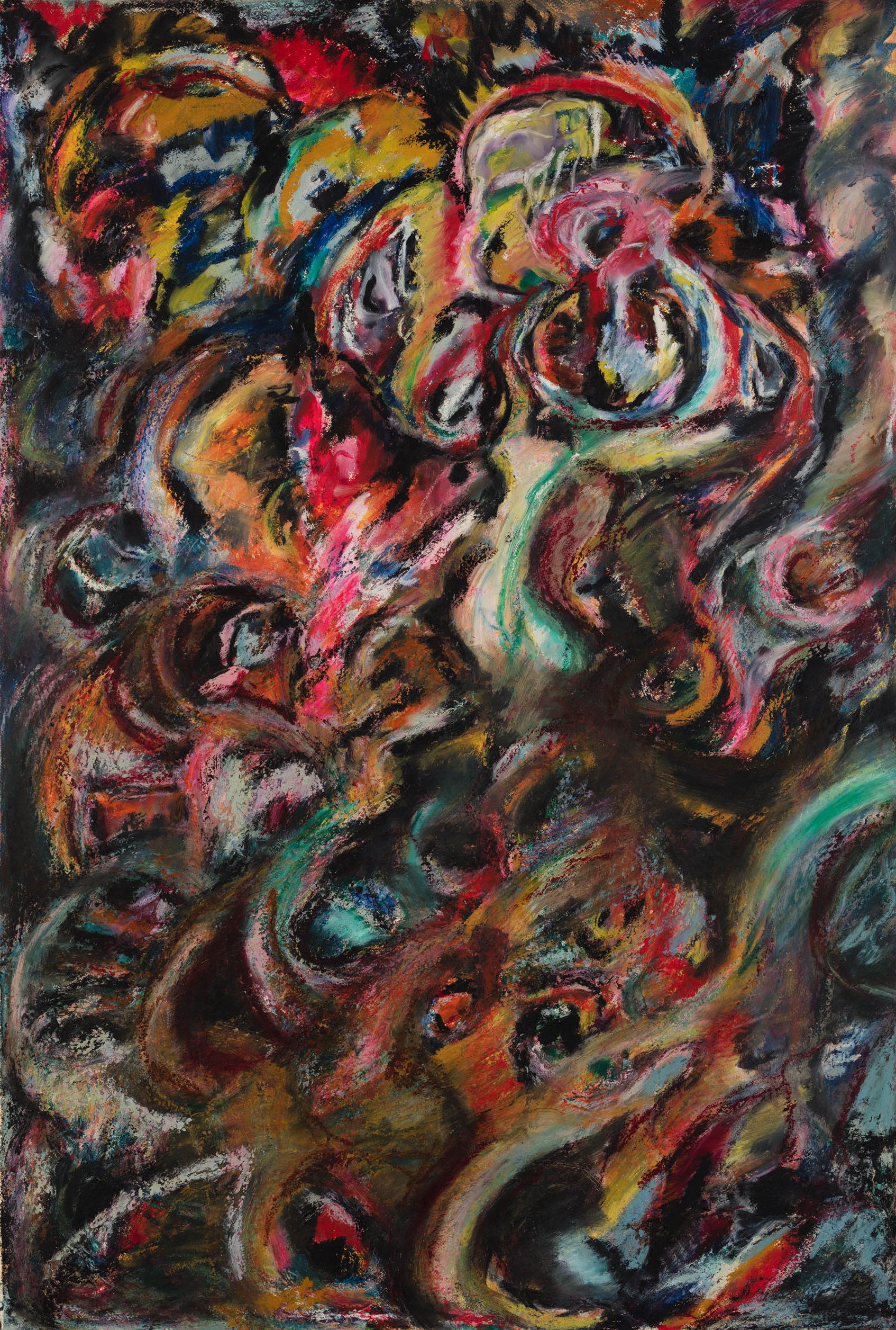 Liliane Lijn, Dark Energy, oil pastel and watercolour on Whatman paper, 107 x 74 x 4.7 cm (framed), 1989