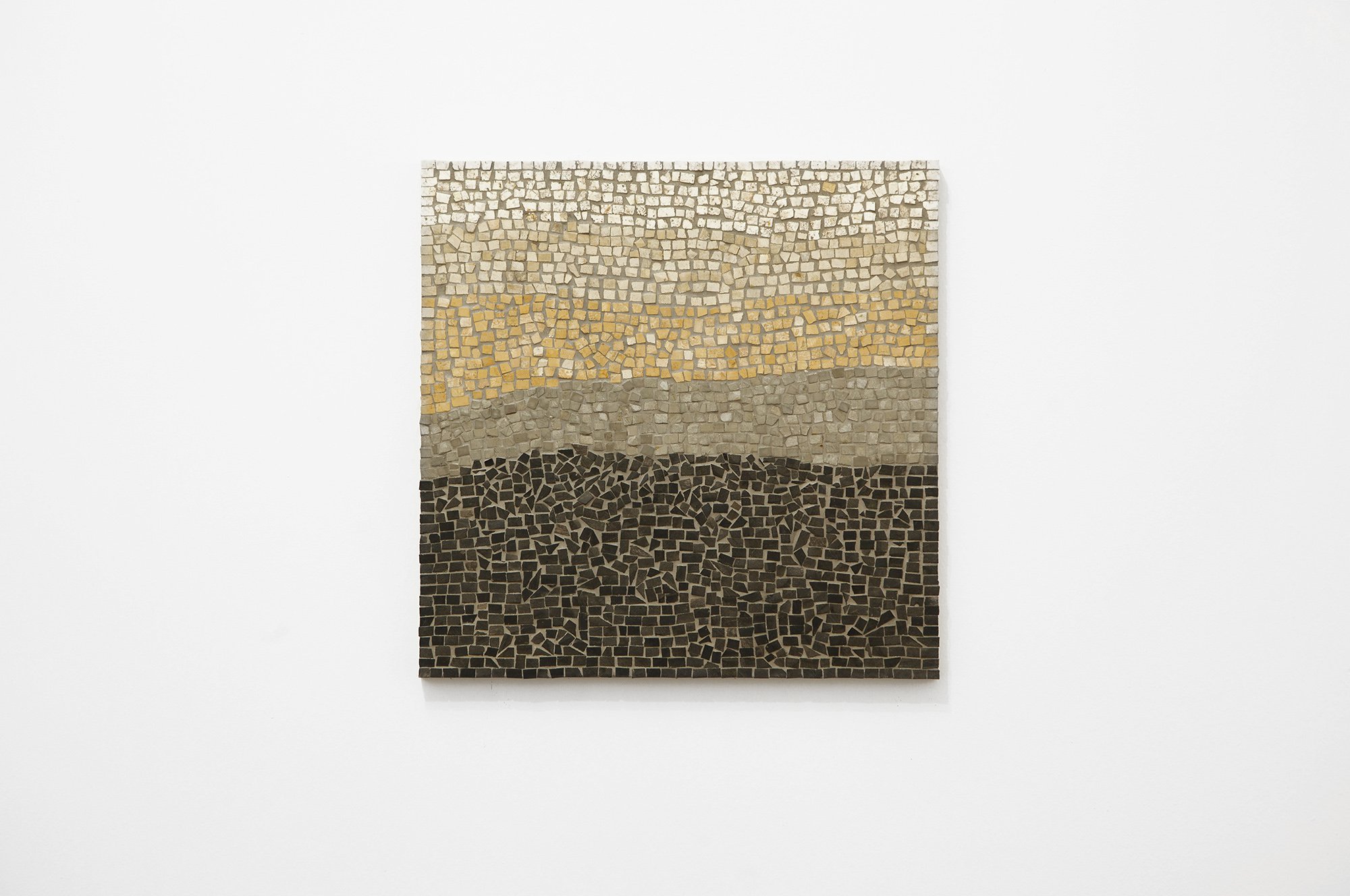 Christodoulos Panayiotou, Untitled, mosaic, natural stones, wooden base, 40 x 40 cm, 2012. Installation view, Tenuto, Rodeo, Istanbul, 2012 – 2013