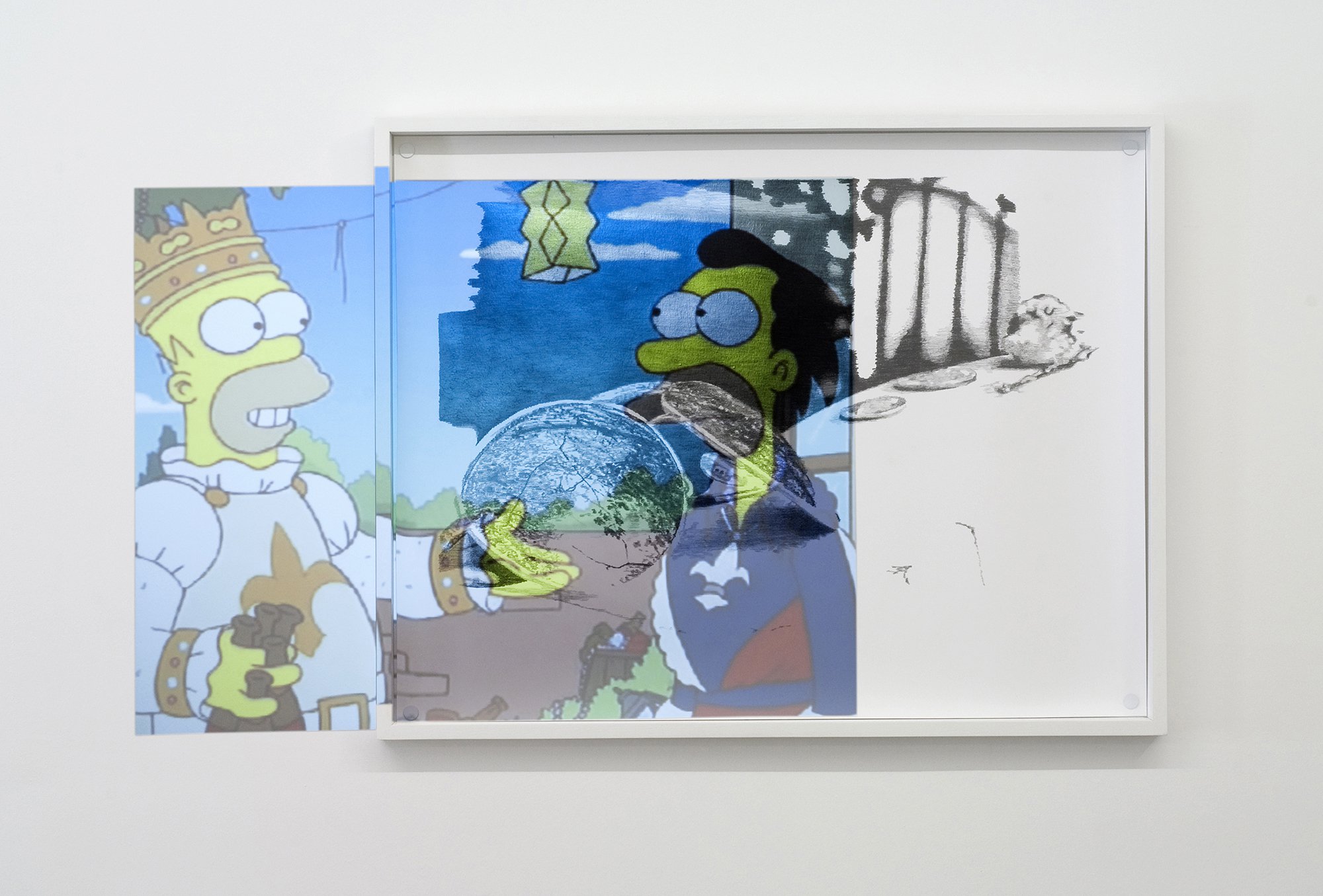 Mark Aerial Waller, Offering Transmissions #5, graphite on paper, projection of recent episode of The Simpsons, 100.5 x 78.5 cm (39 5/8 x 30 7/8 in), 2011 – 2012