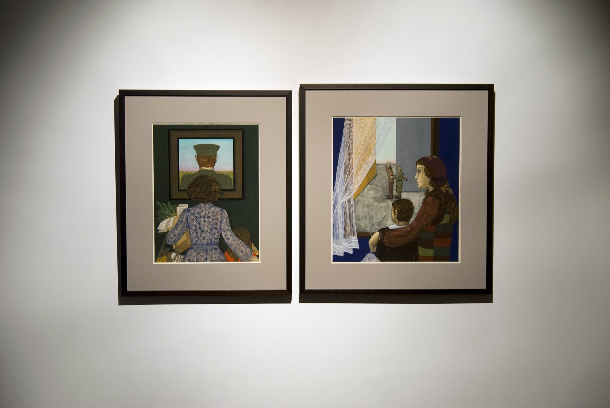 (Left) Gülsün Karamustafa, Picture, painting (frame), 70 x 59 cm (27 1/2 x 23 1/4 in), 1980.(Right) Gülsün Karamustafa, Window, painting (frame), 72.5 x 67 cm (28 1/2 x 26 3/8 in), 1980.