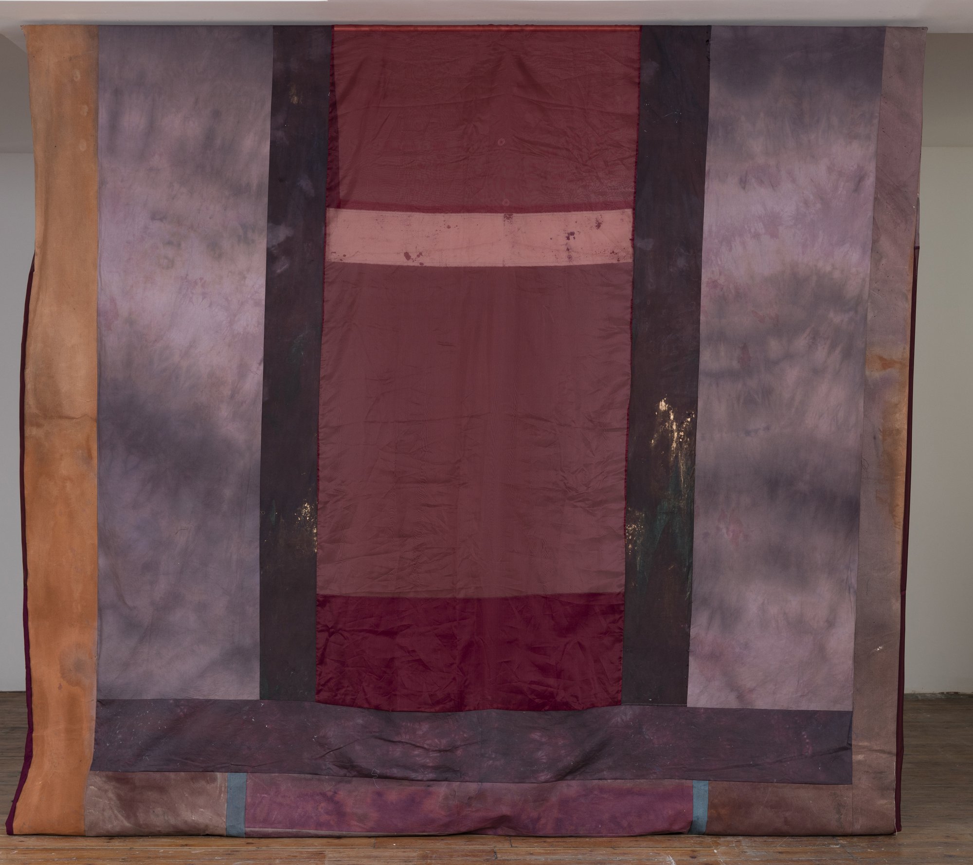 Tamara Henderson, Capers Weep For the Wine hued Burgundy, Curtain, mixed textiles, 340 x 290 cm, 2016