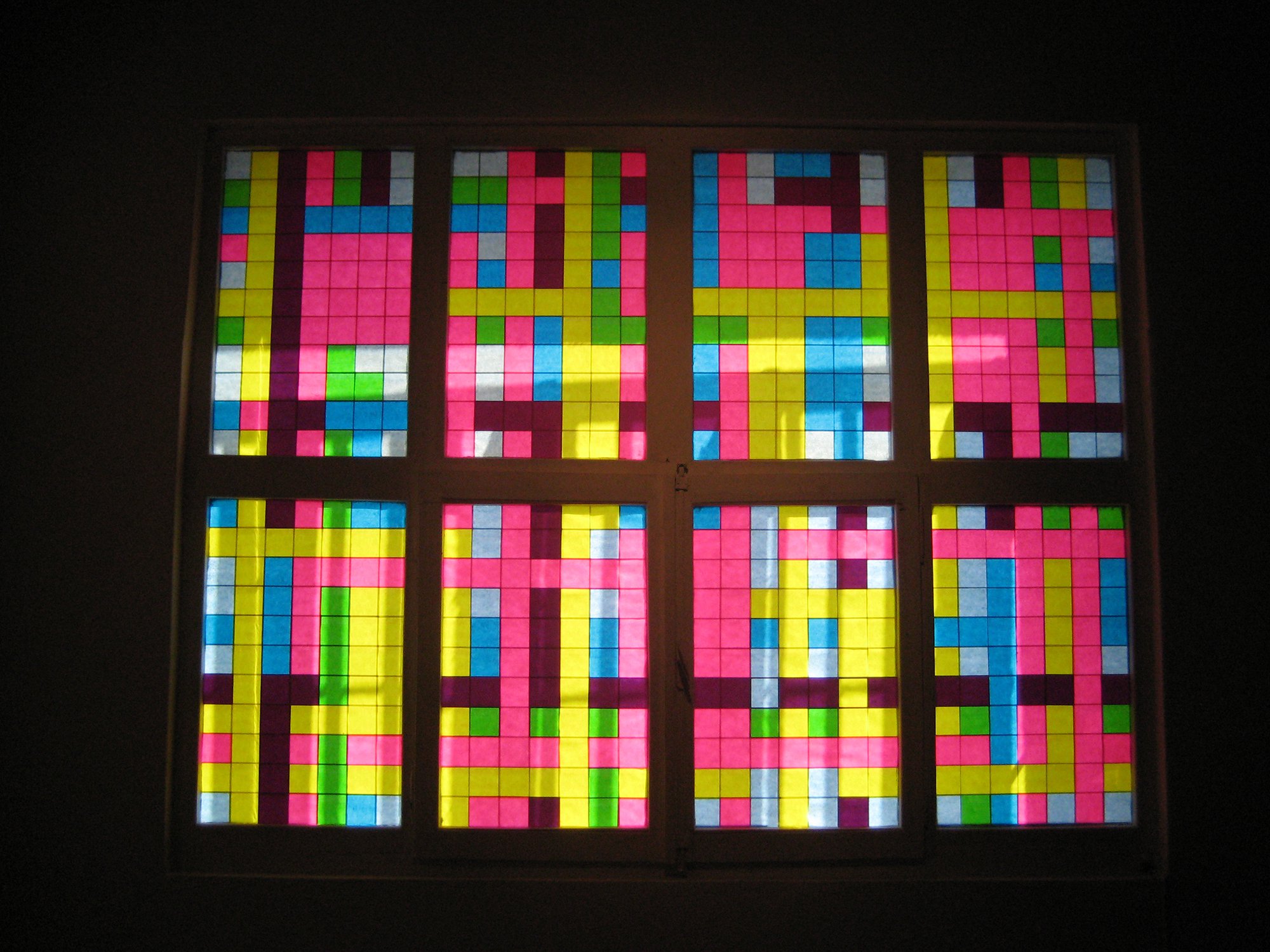 Eftihis Patsourakis, Lightnotes, post-it notes and lightboxes, 2007. Installation view, This Then That, Rodeo, Istanbul, 2007
