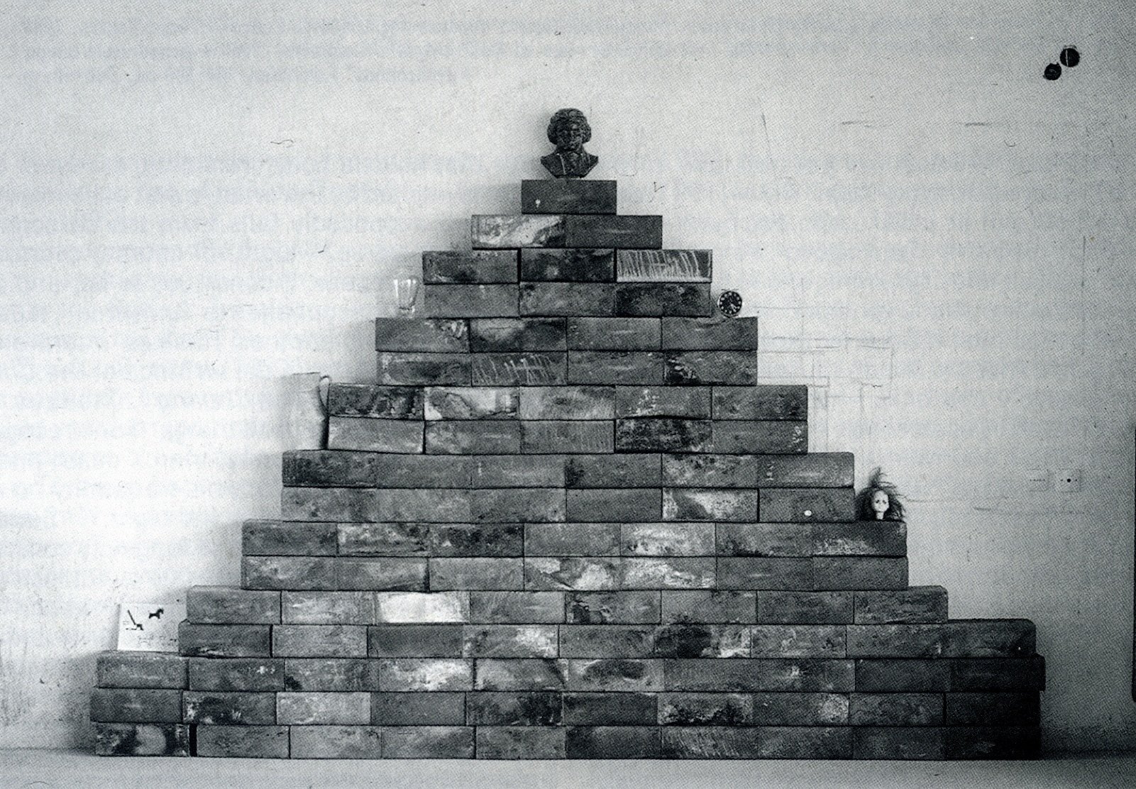 Thanasis Totsikas, The Stairway of Life, metal boxes, 300 x 250 x 15 cm, 1988. Installation view, Hyper-product, Club 22, Athens, 1988